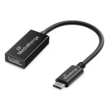 USB Typ-C zu DisplayPort Audio- und Videokonverter MediaRange MRCS235, 20 cm Kabel, Schwarz