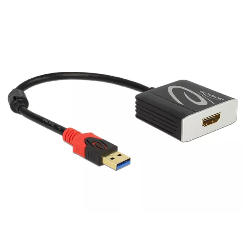 Videokabel-Adapter DeLOCK 62736 USB Typ-A auf HDMI 0,2 m Schwarz