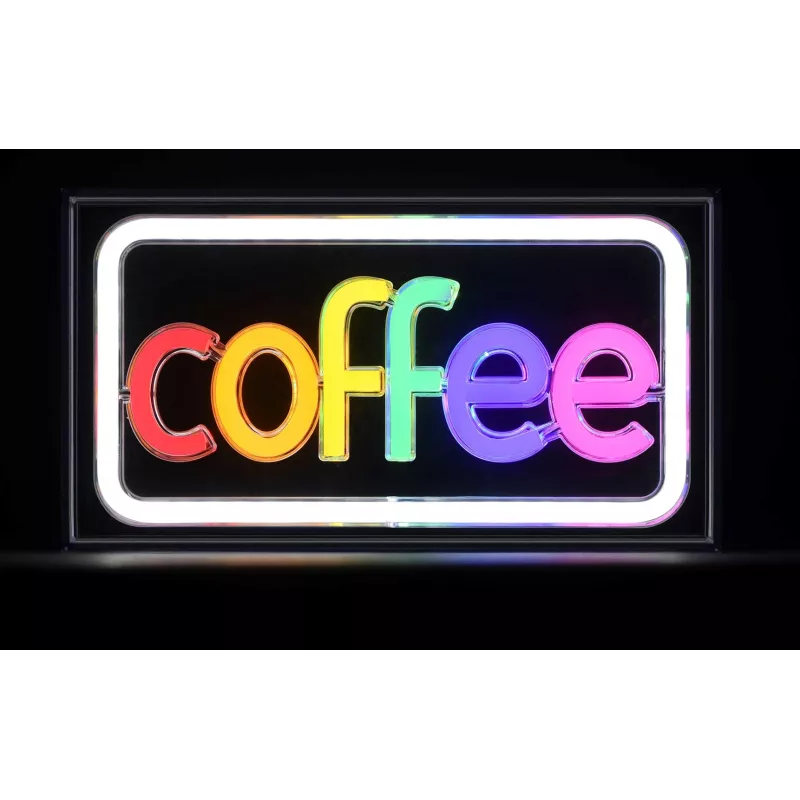 Neon LED-Leuchtschild ActiveJet AJE-NEON COFFEE, mehrfarbig, USB 5V, Aufputzmontage, AS-Kunststoffrahmen