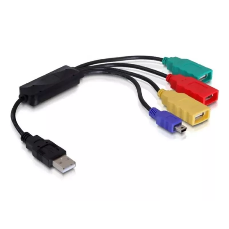 DeLock USB2.0 externer 4-Port-Kabel-HUB - Hub - 4 x USB2.0 - Desktop (61724)