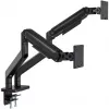 DIGITUS Dual-Monitorhalterung für 2×45 Zoll Bildschirme, Tischklemme, 2×20 kg, VESA 75×75–100×100, Neigung -20–50°