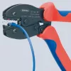 Crimpwerkzeug Knipex PreciForce Modell 975236 SB — isolierte Griffe in Schwarz, Blau und Rot