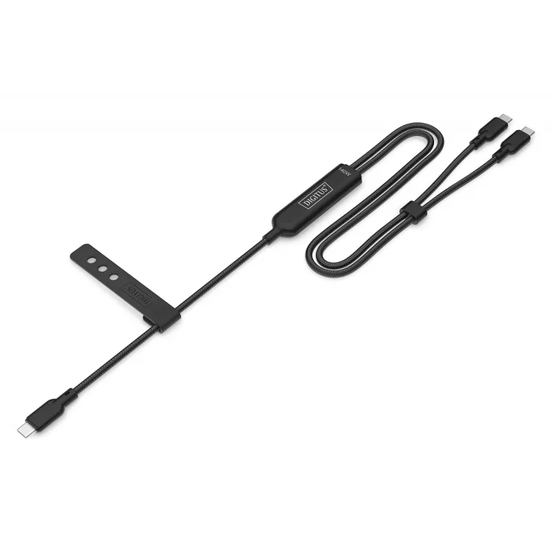 DIGITUS USB-C 2in1 Ladekabel 140W, USB-C auf 2×USB-C, 1,8 m, USB 2.0, schwarz