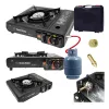 Extralink Tragbarer Campingkocher, Gas-Feldkocher 2-in-1 im Koffer