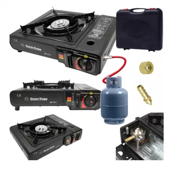Extralink Tragbarer Campingkocher, Gas-Feldkocher 2-in-1 im Koffer