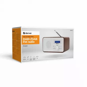 Radio DENVER DAB-30DW DAB/UKW-Tischradio mit dunklem Holzfinish