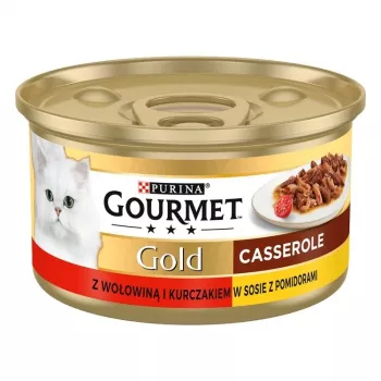 Nassfutter für Katzen Gourmet (Purina) Gold 85 g – ausgewachsen, Rind & Huhn