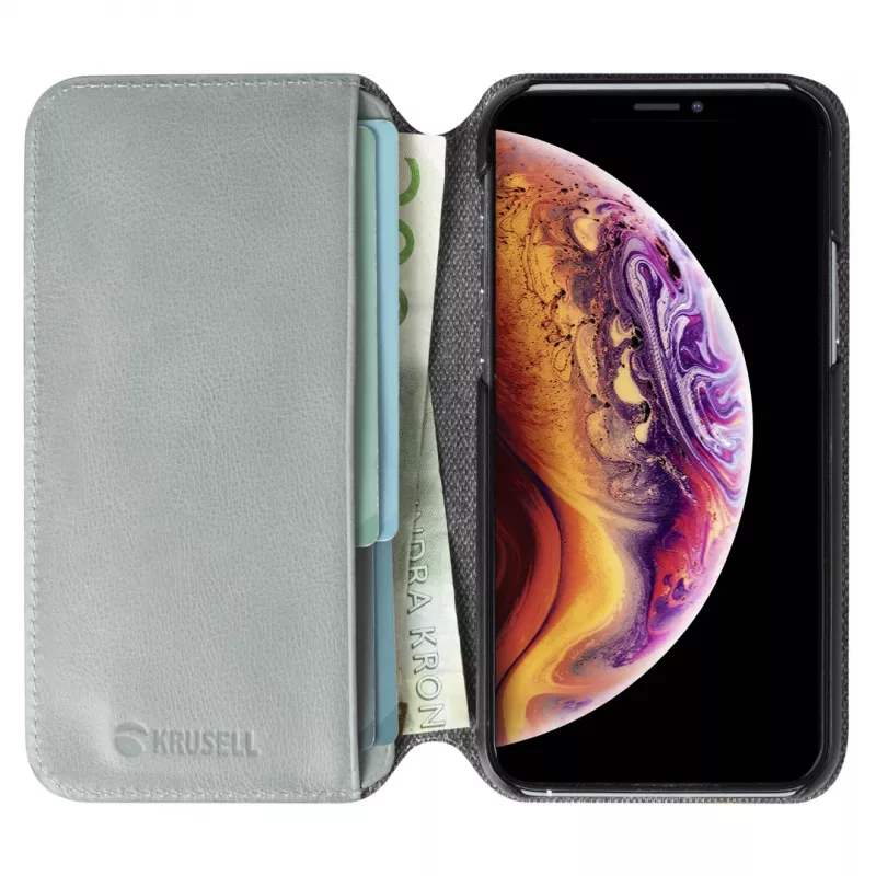 Handyhülle Krusell Sunne für Apple iPhone 11 Pro — Vintage Grau, Folio-Hülle mit Kartenfach