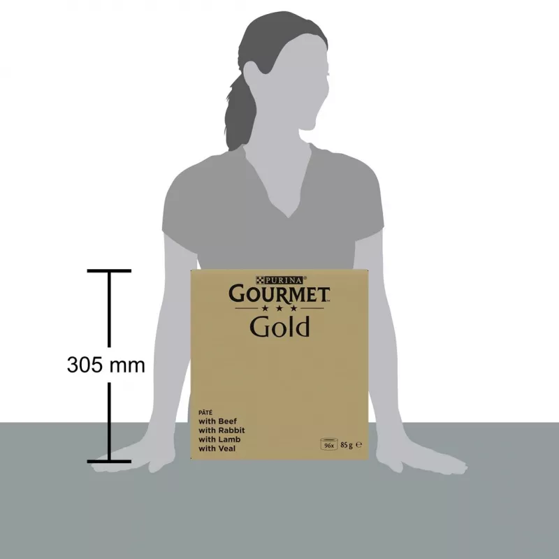 Nassfutter für Katzen Purina Nestlé GOURMET Gold Mus Mix — 96 x 85 g, 4 Sorten, ausgewachsene Katzen, 77,5 % Feuchtigkeit
