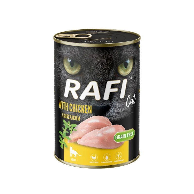 Nassfutter für Katzen dolina noteci Rafi 400 g Beutel — ausgewachsene Katzen, Huhn, 80% Feuchtigkeit, 9% Protein