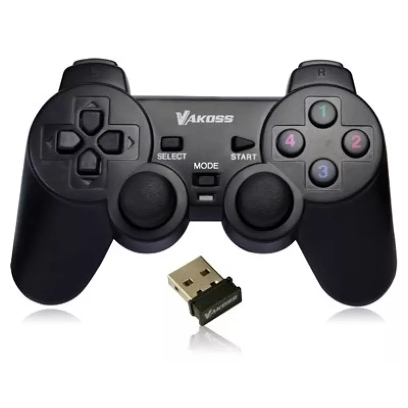 Gamepad VAKOSS GP-3925BK Schwarz kabellos RF analog/digital für PC und PlayStation 3, 12 Tasten, 2,4 GHz, Nano-Empfänger