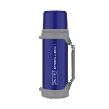 Isolierflasche Maestro MR-1631 1,5 l Blau/Grau, 24 h Wärmespeicherung, mit Deckel, Tasse und Griff