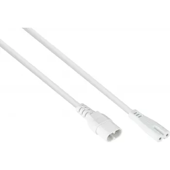 kabelmeister Euro-Verlängerungsstecker C8 (gerade) auf Buchse C7 / Euro 8 (gerade), Weiß, 0,75mm², 2m (SK0870-W020)