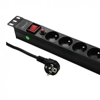 Qoltec 53996 Steckdosenleiste für RACK 19 | 1U | 16A | PDU | 8xFRANZÖSISCH | 2m