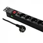 Qoltec 53996 Steckdosenleiste für RACK 19 | 1U | 16A | PDU | 8xFRANZÖSISCH | 2m