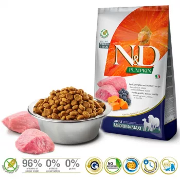 FARMINA N&D Pumpkin Lamb&Blueberry Adult Medium & Maxi - Trockenfutter für Hunde - 12 kg