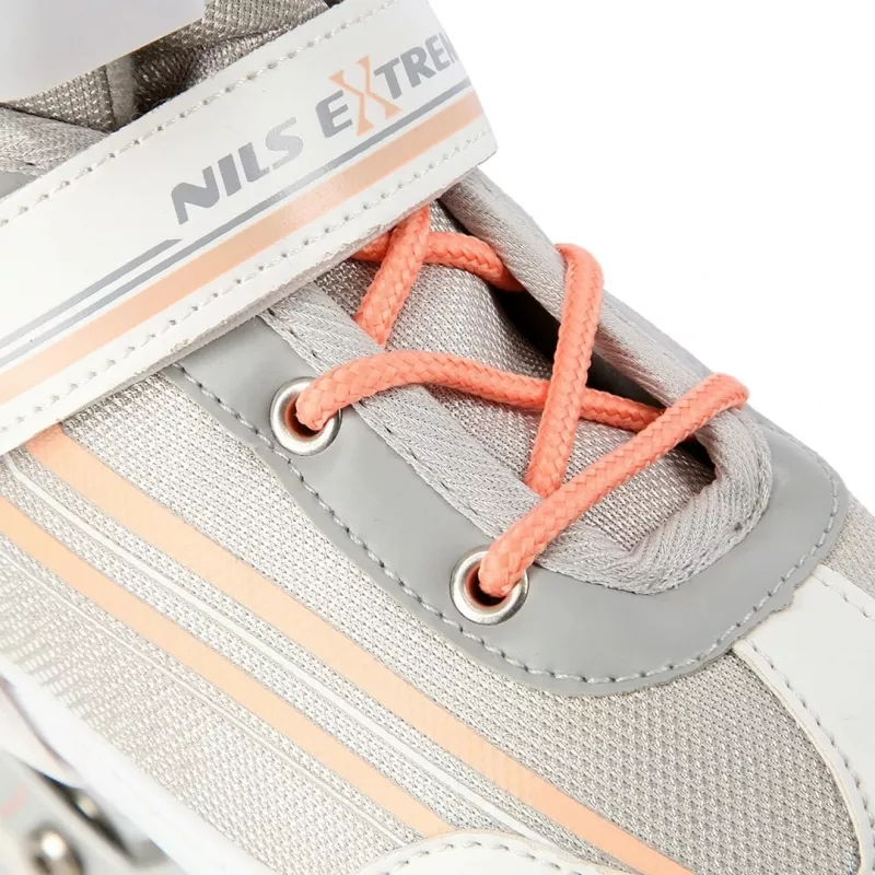 Nils Extreme NH18190 2IN1 Inline Skates WEISS/PINK GR. S (29-33) Mit austauschbaren Hockeyskates