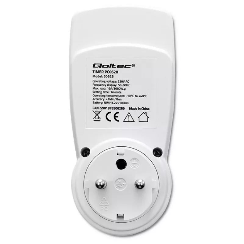 Elektronischer Timer QOLTEC PC0628 mit LCD-Anzeige, 24-Stunden-Countdown