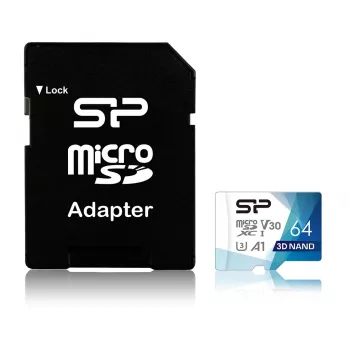 MicroSDXC-Speicherkarte Silicon Power Superior Pro 64 GB UHS-III U3 V30 100/80 MB/s mit SD-Adapter