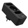 Power-Splitter MACLEAN MCE248 F/B — 3 AC-Steckdosen (1x16A, 2x6A) und 4 USB-Anschlüsse (2xUSB‑A, 2xUSB‑C PD 20W), EU-Stecker, schwarz