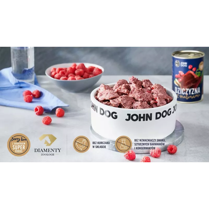 JOHN DOG Berry Line Adult Wild mit Himbeeren Nassfutter für Hunde, 800 g