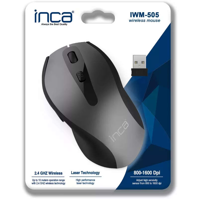 Cian Technology GmbH INCA Maus IWM-505 Ergon. Wireless 1600 DPI Laser SW retail - Maus - 1.600 dpi