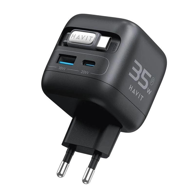 GaN-Reiseladegerät Havit UC250 A-EU 20V 1xUSB-C 0,7m schwarz