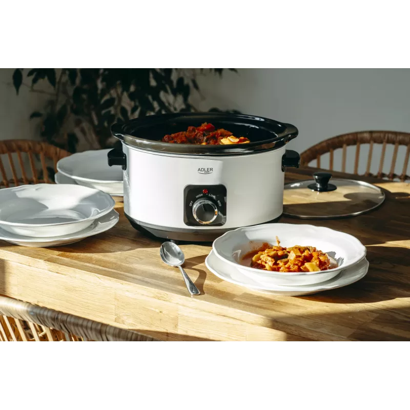 Adler AD 6413r Slow Cooker, 5,8L, Weiß