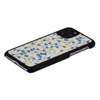 Smartphone-Hülle man and wood für iPhone 11 Pro – blaues Dreieck auf Schwarz, schützende Hartschale