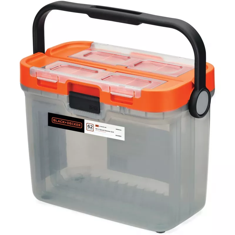 Akku-Schlagbohrschrauber BCKSB02, 18 Volt (orange/schwarz, Lithium-Ionen-Akku 1,5 Ah, Aufbewahrungsbox, 62-teiliges Zubehör-Set)