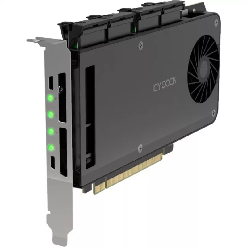 Mobilrahmen-Adapterkarte icy dock MB204MP-1B — 4 × M.2 NVMe SSD Hot-Swap-Mobilrahmen