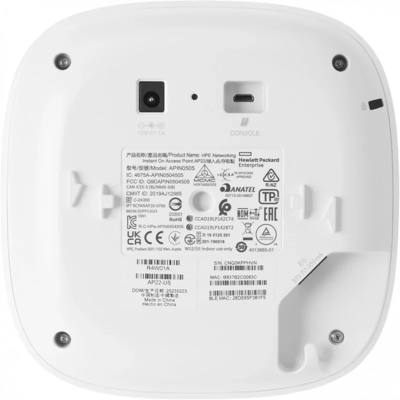 Aruba Instant On AP22 2x2 WiFi 6 Wireless Access Point RW Rest-of-World Modell, Netzteil nicht im Lieferumfang enthalten (R4W02A)