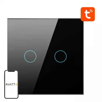 Intelligenter Lichtschalter Avatto ZTS02-EU-B2 ZigBee 2-Weg Schwarz, Wandmontage, EU-Modell