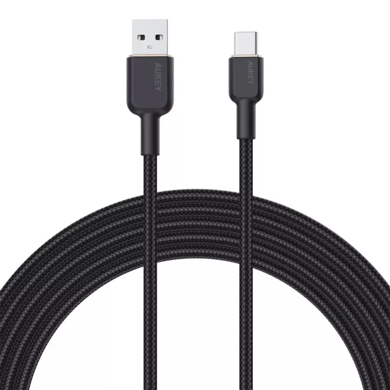 USB-A-auf-USB-C-Kabel Aukey CB-NAC1, 1 m, geflochtenes Nylon, USB PD 60 W, USB 2.0