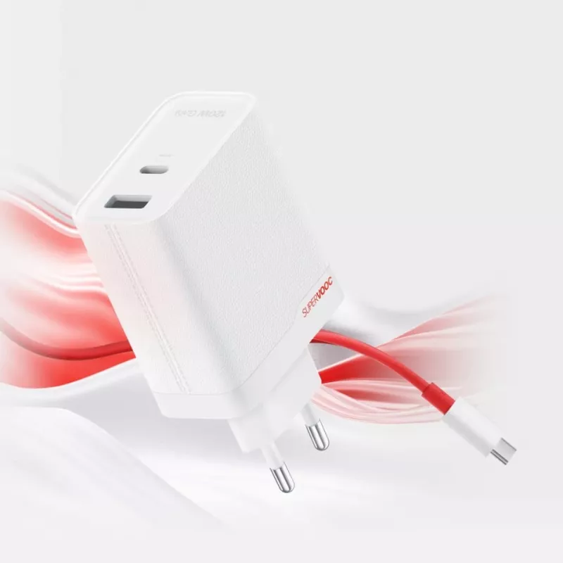 Netzteil ONEPLUS SUPERVOOC 120W Dual-Port-Kabel-Ladegerät, 120 W Gesamtleistung, 1x USB-C + 1x USB-A, 100–240 V, 145 g, weiß