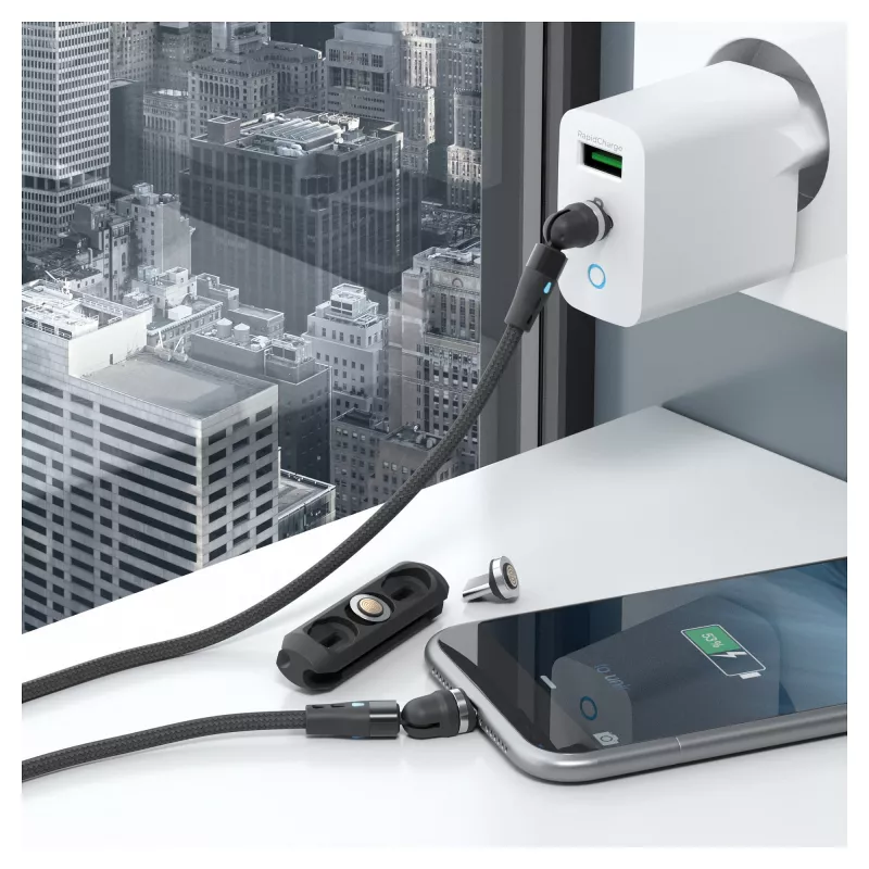 USB-Kabel RealPower MagneticCharge2 1m Schwarz Schnellladung Datenübertragung