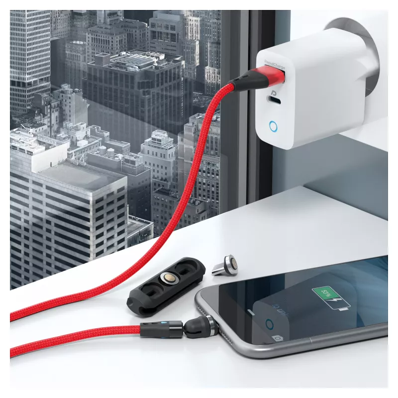 USB-Kabel RealPower MagneticCharge3 1m USB A Rot