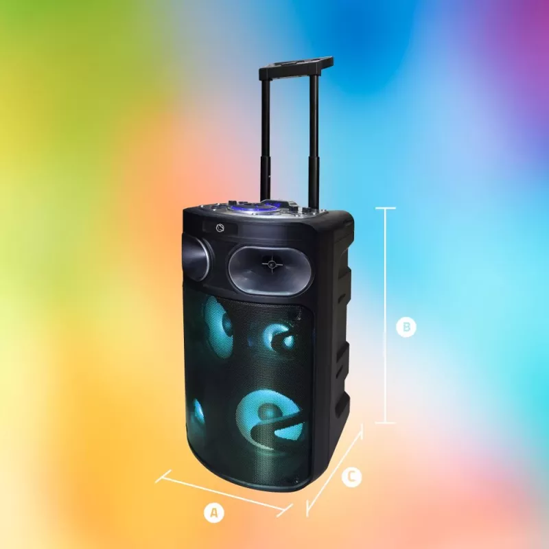 Tragbarer Bluetooth-Karaoke-Lautsprecher MANTA SPK0803B140 140W, batteriebetrieben, MIC/USB/microSD, FM, Equalizer, Rollen
