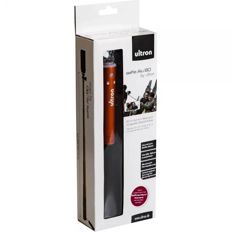 Selfie Stick Ultron Alu 80 Smartphone Schwarz Rot