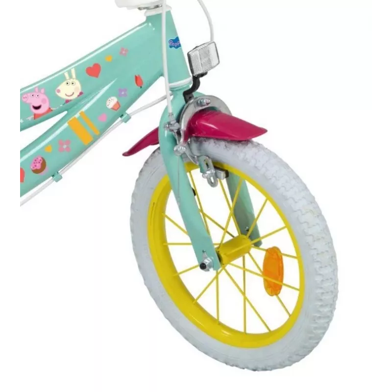 Kinderfahrrad Toimsa Peppa Pig 14-Zoll-Räder, grün, für ca. 3–5 Jahre, Vorder- und Hinterrad-Felgenbremsen, Luftreifen