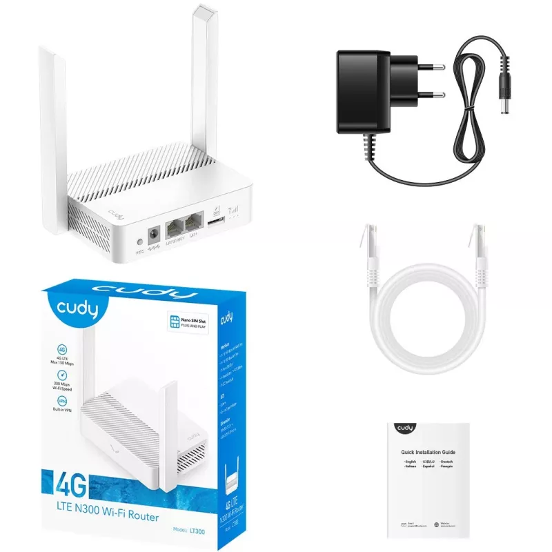 Cudy LT300 Wireless Router Fast Ethernet Single-Band (2,4 GHz) 4G Weiß