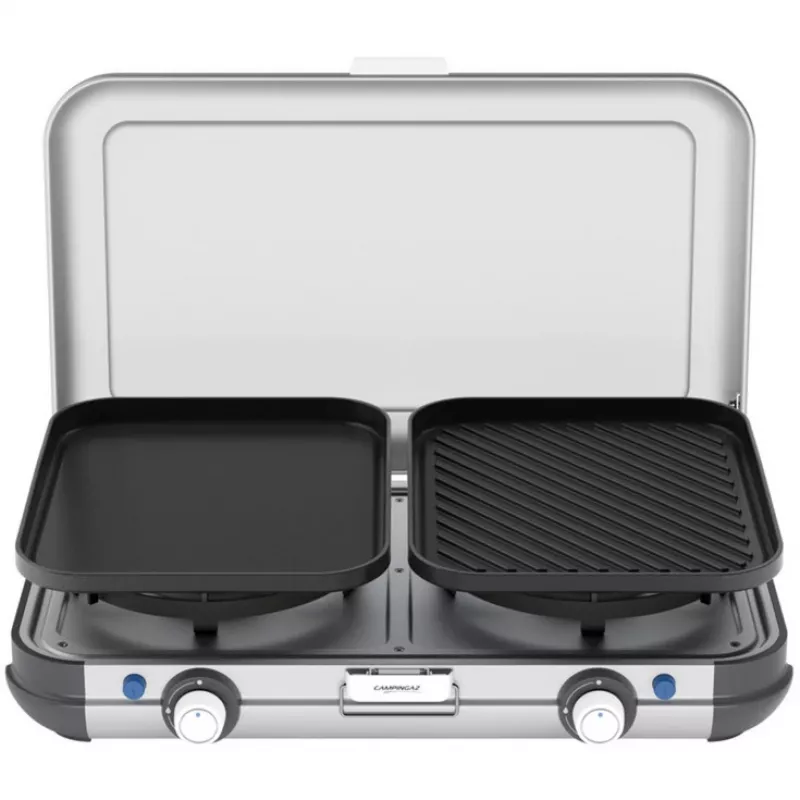 Tragbarer Grillkocher Campingaz 2213311 — 2 Zonen, 5,4 kg, 490×350 mm, schwarz/grau/silber