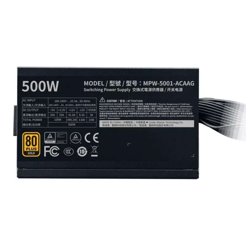Cooler Master MPW-5001-ACAAG-NL GOLD Bulk, ATX, 500W, 80 PLUS GOLD, 120mm, HDB, Schwarz