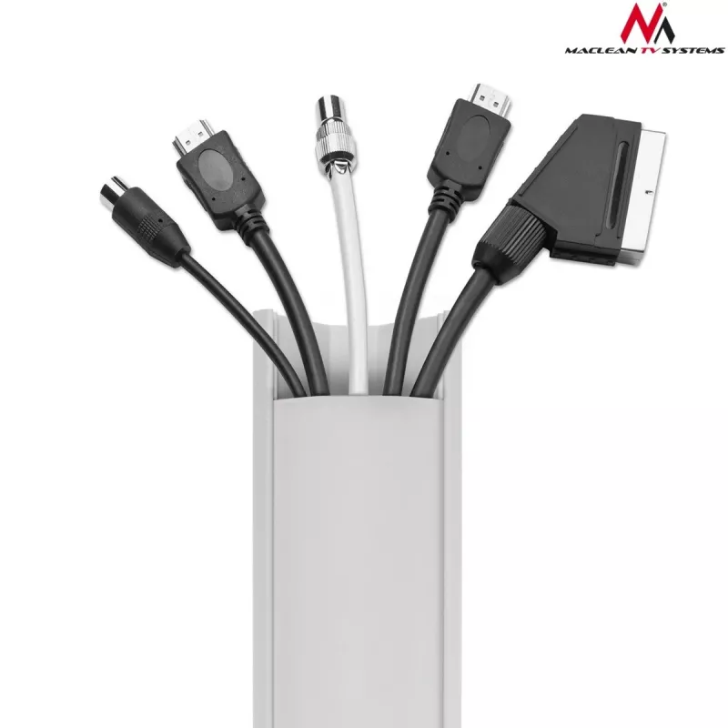 Kabelkanal flexibel MACLEAN MCTV-575 für Boden, weiß, 1,5 m, Breite 43 mm, Höhe 2,3–3,2 cm