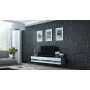 TV-Ständer Cama Meble VIGO NEW 30/140/40 — 1400×400×300 mm, graue Oberseite, Spanplatte, grauer Rahmen, weiße Hochglanzfronten