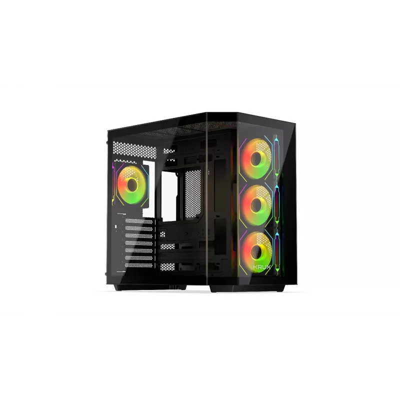 PC-Tower-Gehäuse KRUX Empero KRXD010, ATX, schwarz – unterstützt GPUs bis zu 420 mm, CPU-Kühler bis zu 155 mm, 2x 3,5 Zoll + 3x 2,5 Zoll Einschübe