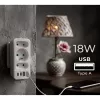 Power-Splitter MACLEAN MCE248 F/W — 3 AC-Steckdosen (1×16A, 2×6A) + 4×USB (2×A, 2×C PD 20W), EU-Stecker, weiß