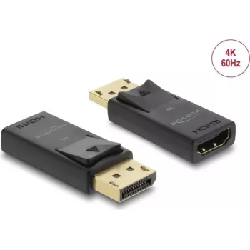 DELOCK Aktiver DisplayPort 1.2 auf HDMI Adapter 4K HDR, einteiliges USB-gespeistes Kabel