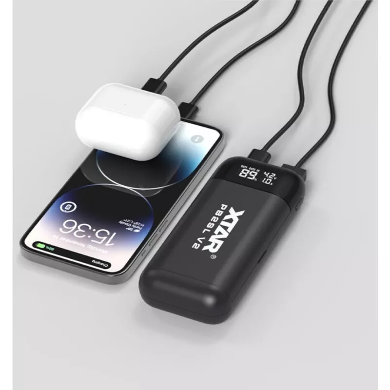 Ladegerät / Powerbank für Li-Ion-Akkus 18650 / 20700 / 21700 Xtar PB2SL V2 schwarz