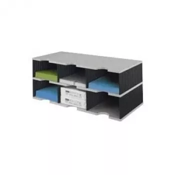 styrodoc trio Dokumenten-Ablagebox aus Polystyrol Schwarz - Grau (268-0322.98)